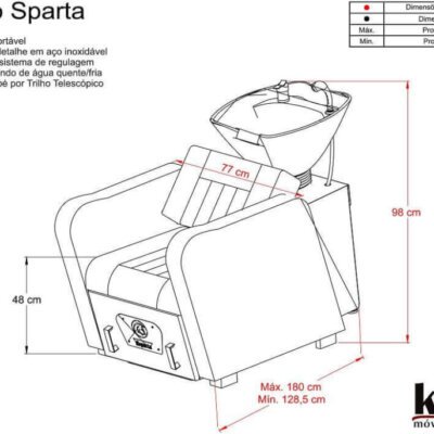 Lavatório de Barbeiro Sparta com Cuba de porcelana