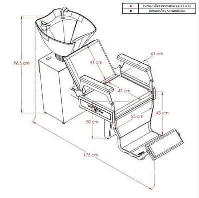 Lavatório de Barbeiro Hawk Silver com Capitonê e Cuba de porcelana
