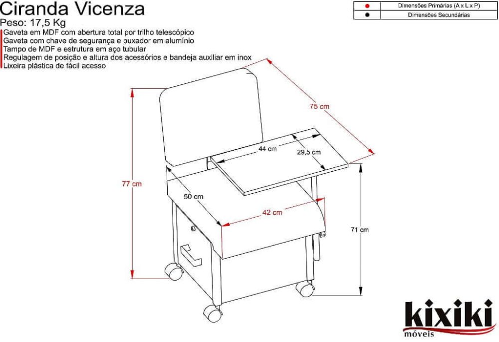 Ciranda para manicure Vicenza com Acessórios Lisa - PRONTA ENTREGA