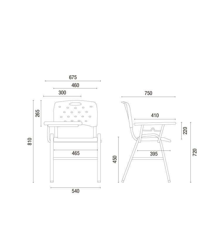 Cavaletti Viva - Cadeira Universitária Plástica 35008 PU com Prancheta em MDF e Gradil