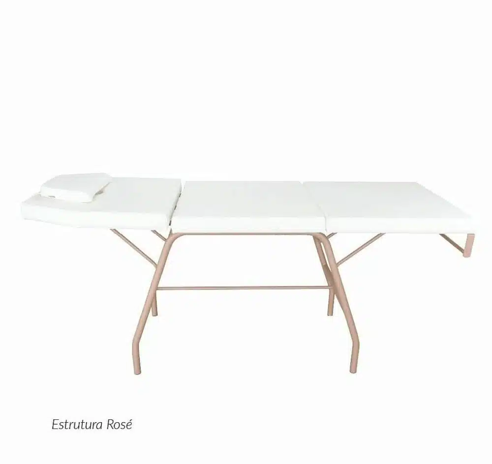 Combo Poltrona Estética 3 posições + Carrinho Torres - Estrutura Rosé