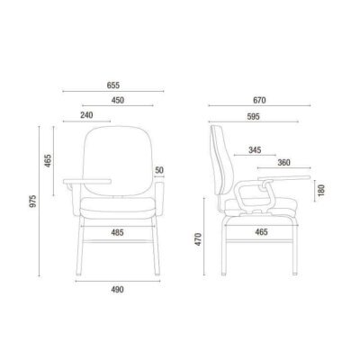 Cavaletti Start - Cadeira para escritório Diretor Universitária 4006 PUE com Prancheta Escamotiável e Gradil