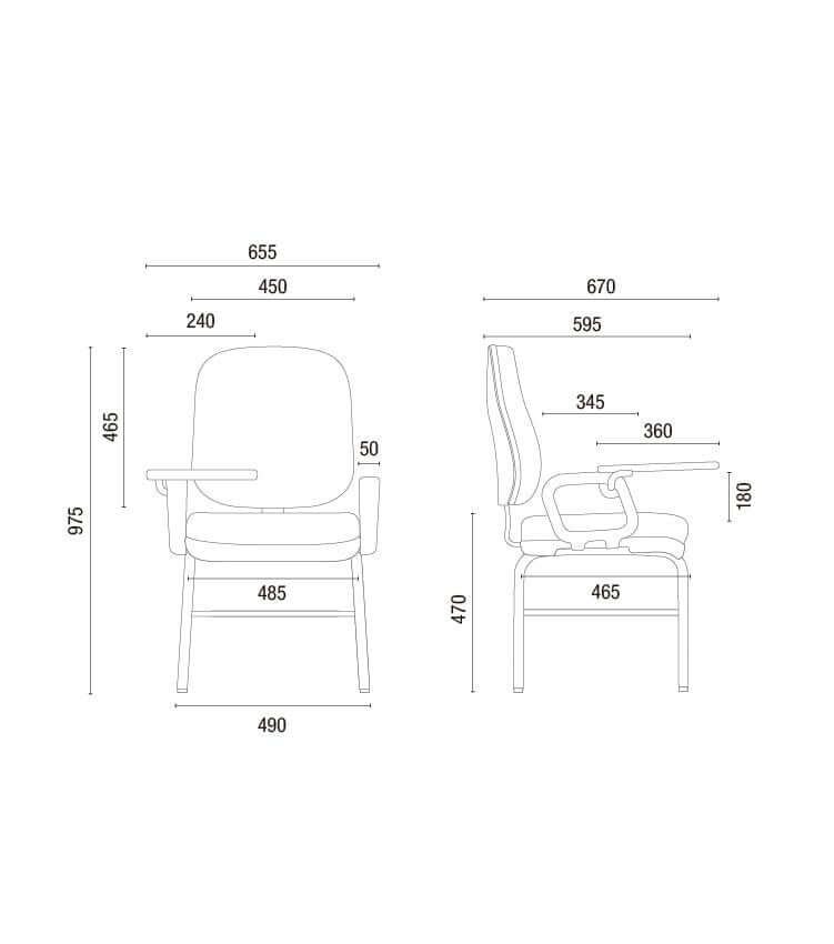 Cavaletti Start - Cadeira para escritório Diretor Universitária 4006 PUE com Prancheta Escamotiável e Gradil