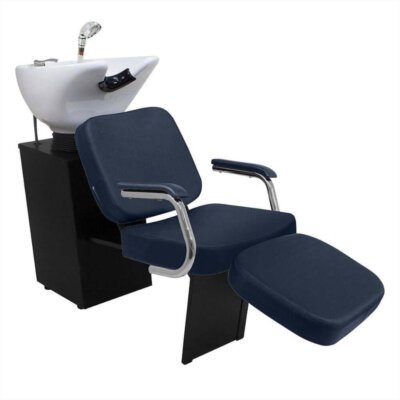 Lavatório Flex Toronto com Cuba de Porcelana e Descanso de Pernas - Estrutura Preta