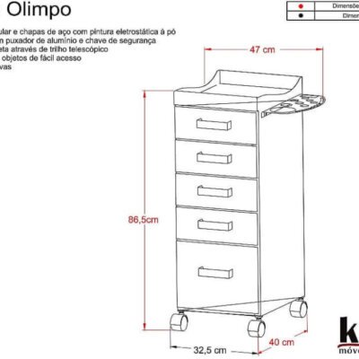 Carrinho Auxiliar de Cabeleireiro Olimpo - Branco Carrinho Auxiliar de Cabeleireiro Olimpo - Branco