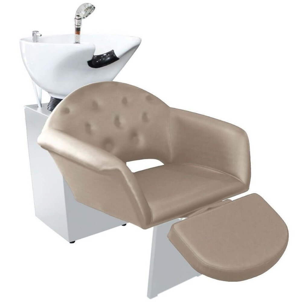 Lavatório Flex Velvet com Cuba de Porcelana e Descanso de Pernas - Estrutura Branca