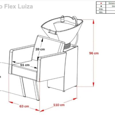 Lavatório para Salão Luiza com Cuba de Porcelana Reclinável Bellavie