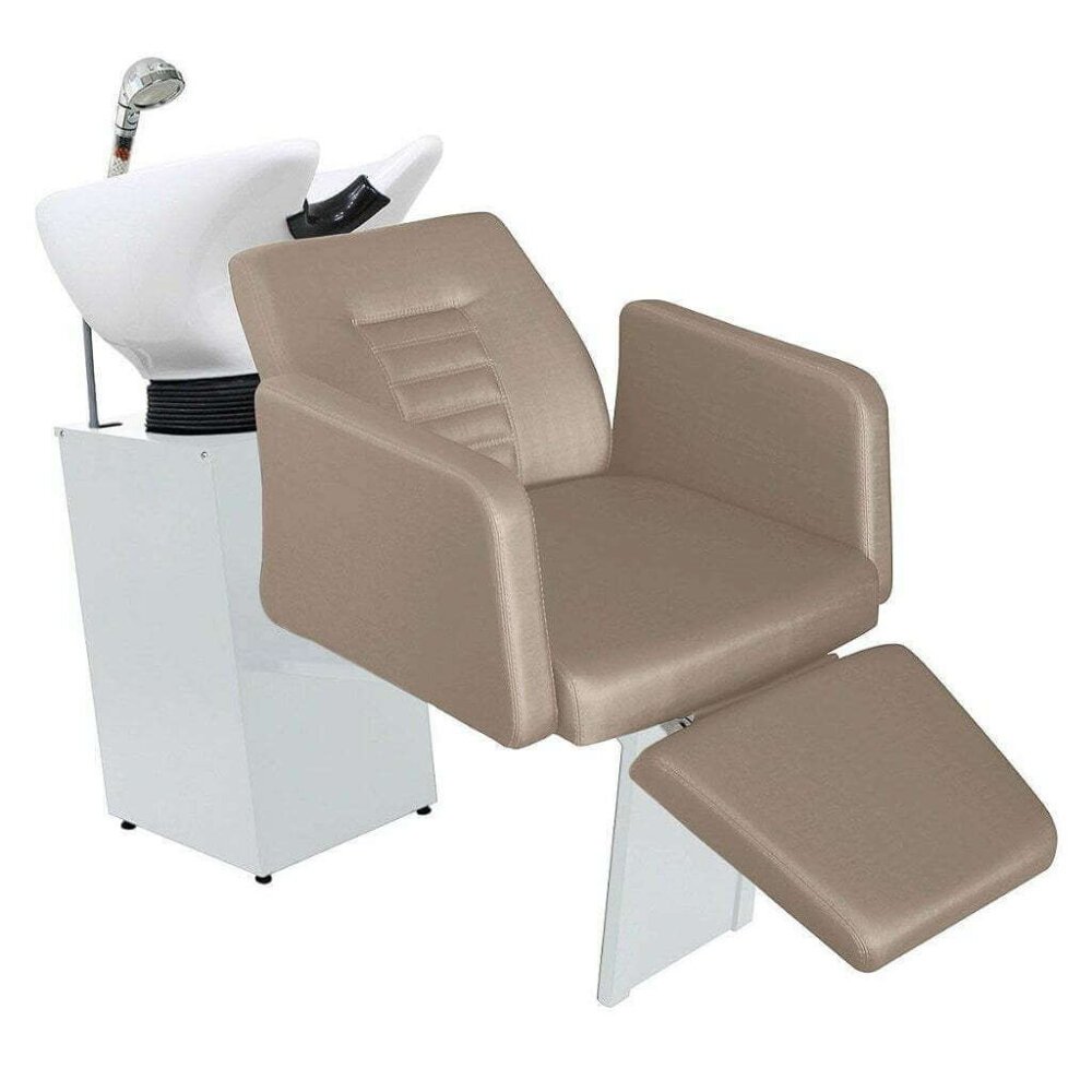 Lavatório Flex Loren com Cuba de Porcelana e Descanso de Pernas - Estrutura Branca