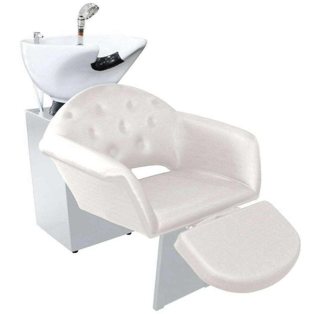 Lavatório Flex Velvet com Cuba de Porcelana e Descanso de Pernas - Estrutura Branca