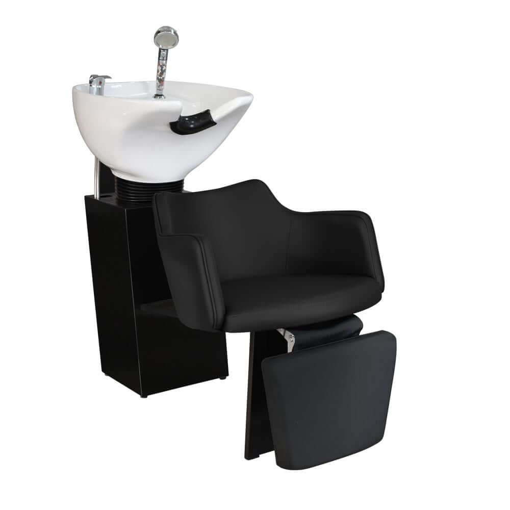 Lavatório Nature com Cuba de Porcelana e Descanso de Pernas - Estrutura Preta