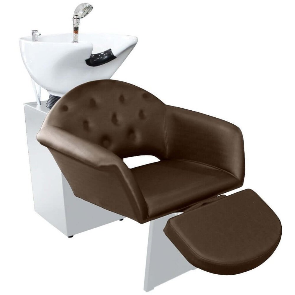 Lavatório Flex Velvet com Cuba de Porcelana e Descanso de Pernas - Estrutura Branca