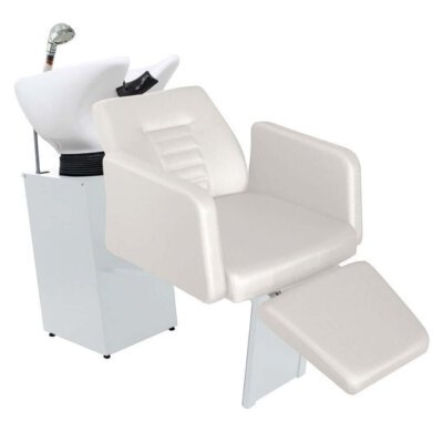 Lavatório Flex Loren com Cuba de Porcelana e Descanso de Pernas - Estrutura Branca