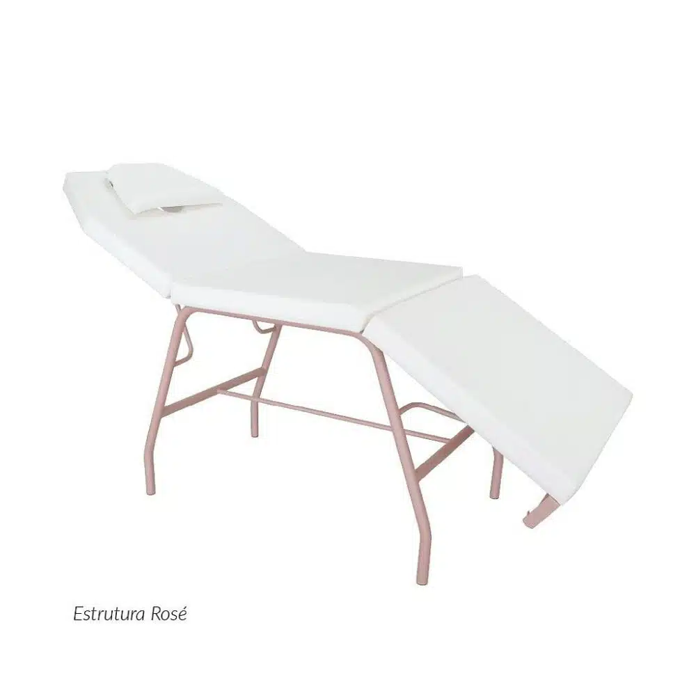 Combo Poltrona Estética 3 posições + Carrinho Torres - Estrutura Rosé