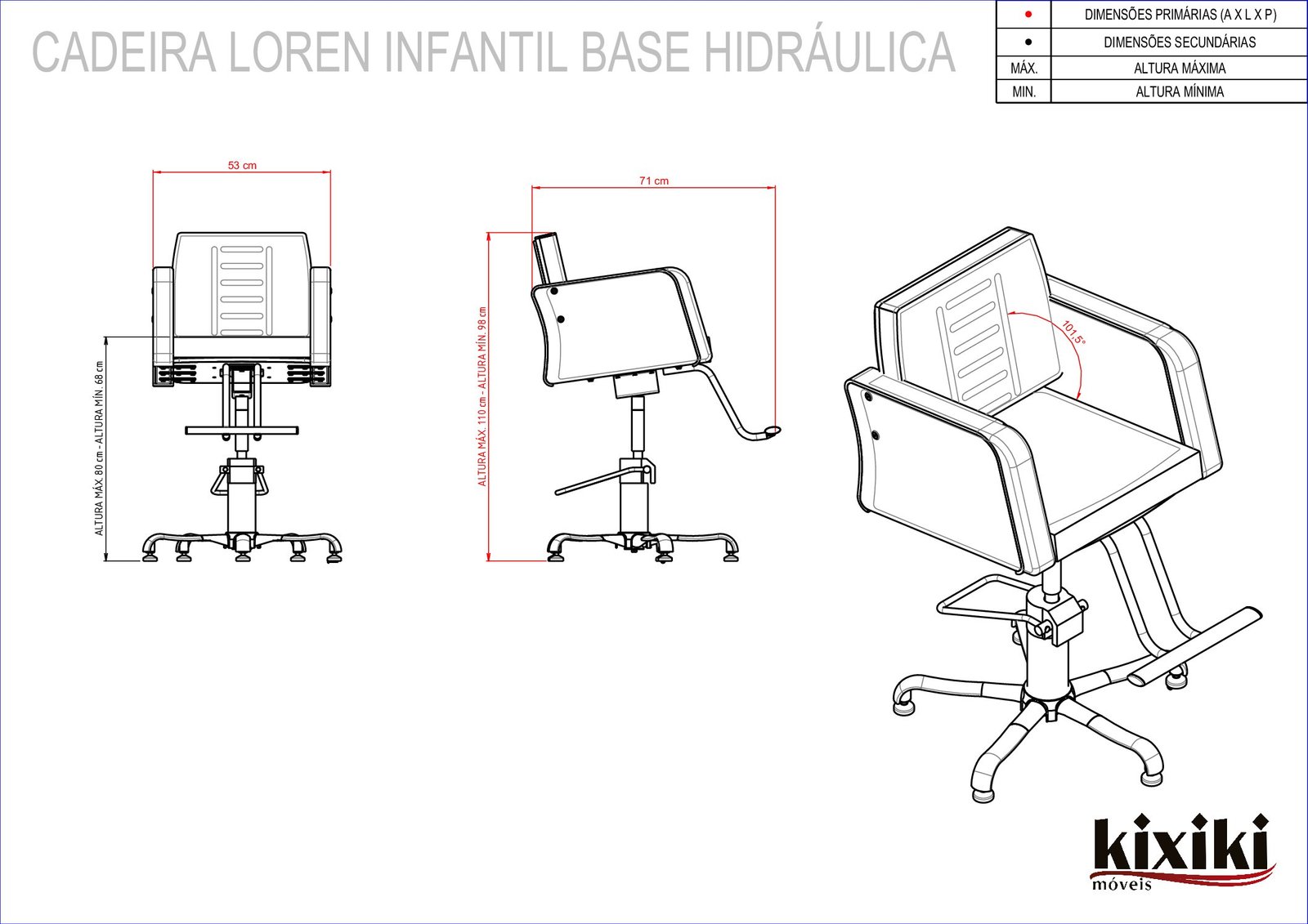 Cadeira de Cabeleireiro Loren Infantil Cadeira de Cabeleireiro Loren Infantil