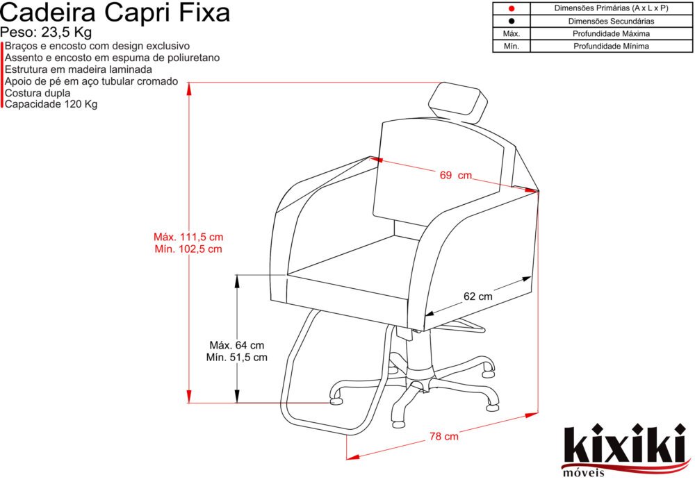 Cadeira de Cabeleireiro Capri Reclinável Cadeira de Cabeleireiro Capri Reclinável