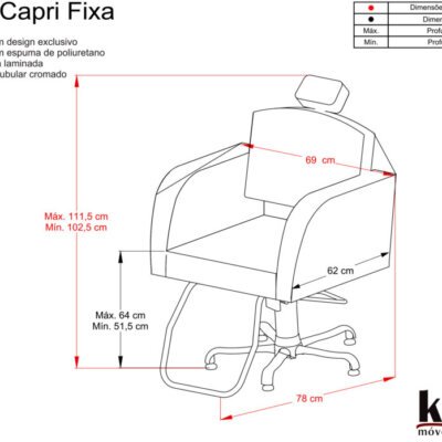 Cadeira de Cabeleireiro Capri Reclinável Cadeira de Cabeleireiro Capri Reclinável