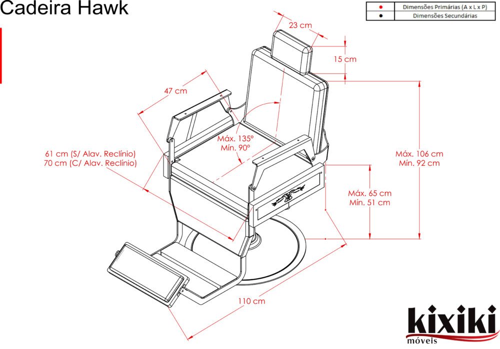 Cadeira de Barbeiro Hawk com Capitonê Cadeira de Barbeiro Hawk com Capitonê