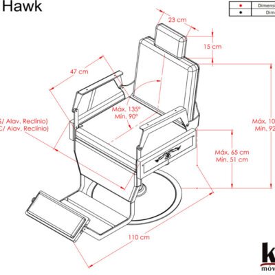 Cadeira de Barbeiro Hawk com Capitonê Cadeira de Barbeiro Hawk com Capitonê
