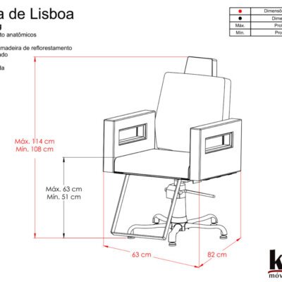Cadeira de cabeleireiro Lisboa Reclinável para Salão de Beleza