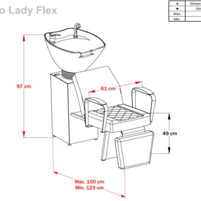 Lavatório Flex Lady com Cuba de Porcelana e Descanso de Pernas
