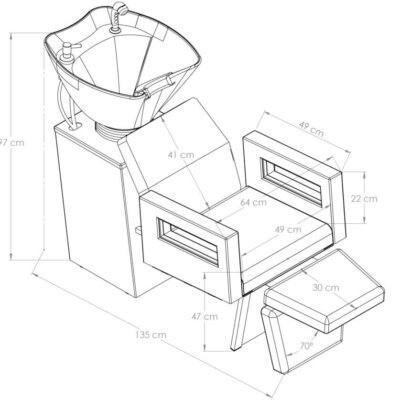 Lavatório Lisboa com Descanso de pernas para Salão de Beleza