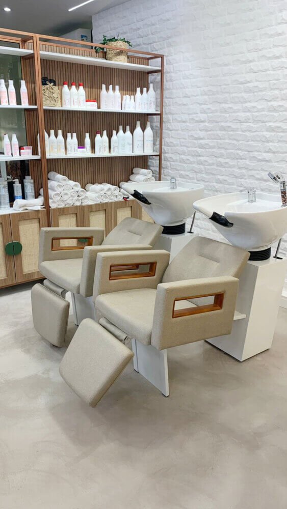 Lavatório Lisboa com Descanso de pernas para Salão de Beleza