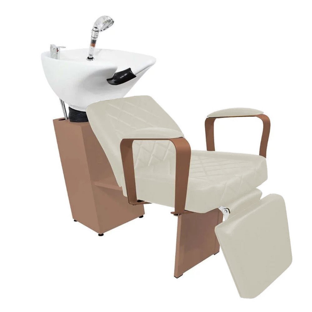 Lavatório Flex Lady com Cuba de Porcelana e Descanso de Pernas - Estrutura Rosé