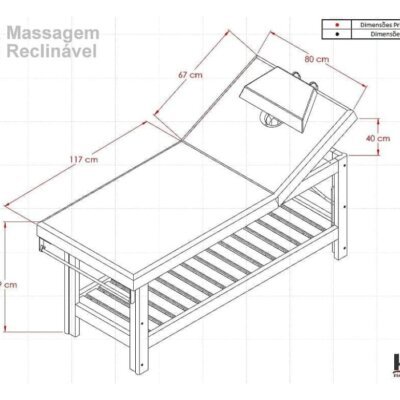 KIT Cama de Massagem Reclinável e Escada Oasis - PRONTA ENTREGA