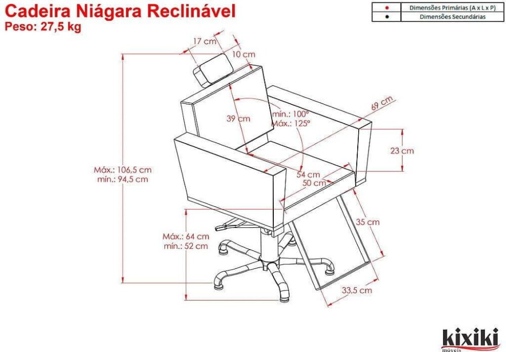 Cadeira de Cabeleireiro Niágara Reclinável e Base Rosé Cadeira de Cabeleireiro Niágara Reclinável e Base Rosé
