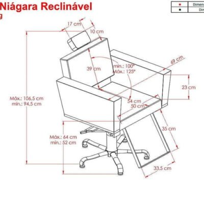 Cadeira de Cabeleireiro Niágara Reclinável e Base Rosé Cadeira de Cabeleireiro Niágara Reclinável e Base Rosé