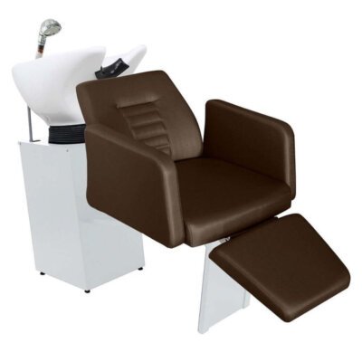 Lavatório Flex Loren com Cuba de Porcelana e Descanso de Pernas - Estrutura Branca