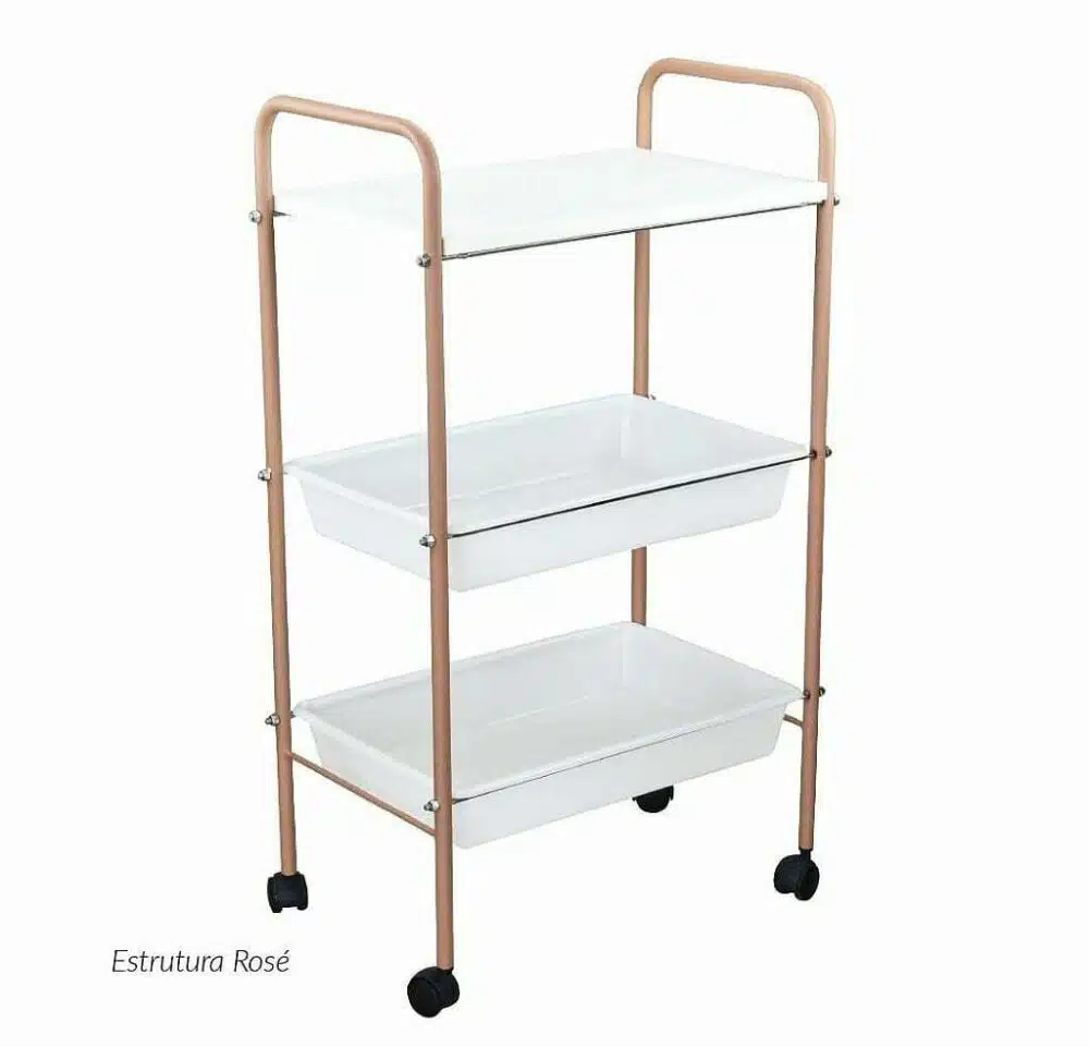 Combo Poltrona Estética 3 posições + Carrinho Torres - Estrutura Rosé