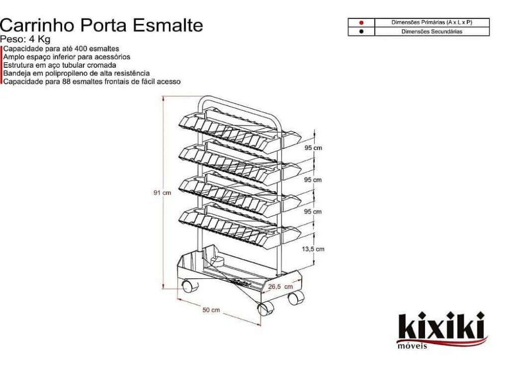 Carrinho Porta Esmaltes para Manicure