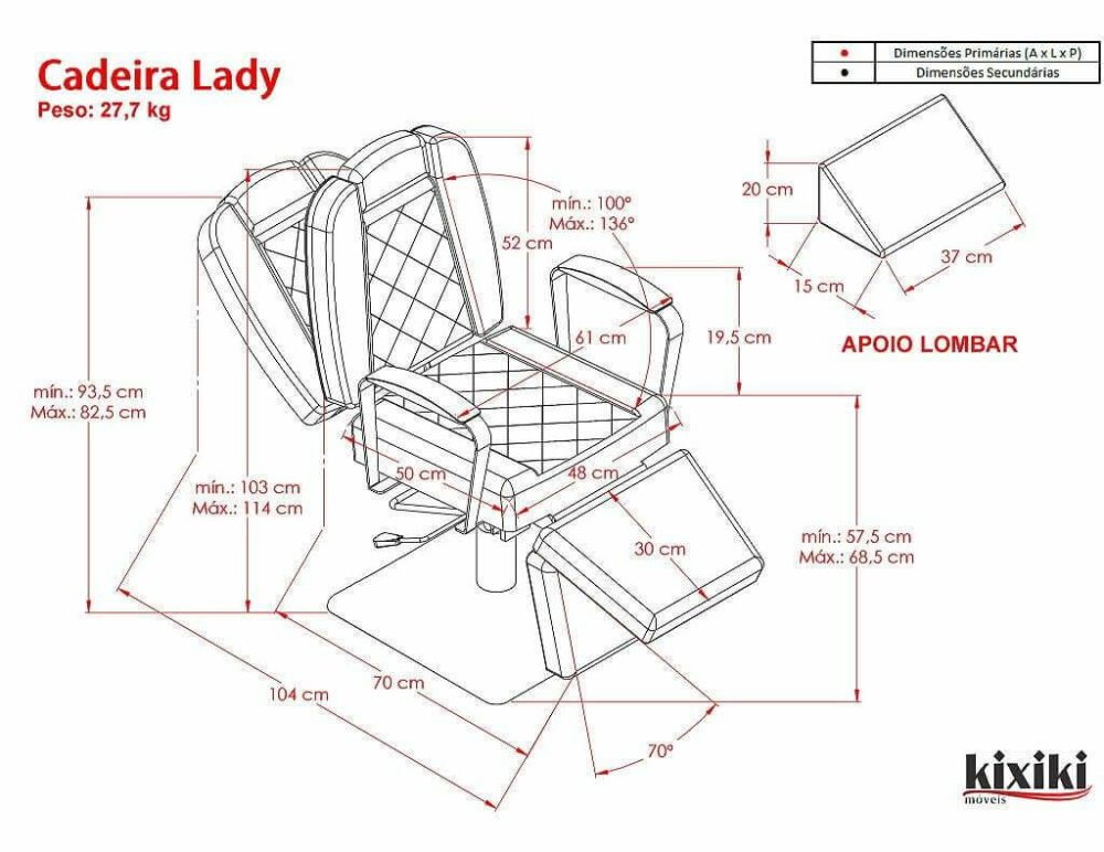 Cadeira de Maquiagem Lady com Base Quadrada Rosé Cadeira de Maquiagem Lady com Base Quadrada Rosé
