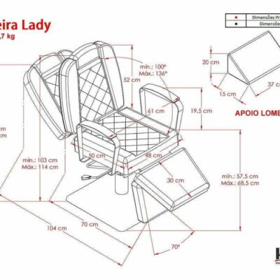 Cadeira de Maquiagem Lady com Base Quadrada Rosé Cadeira de Maquiagem Lady com Base Quadrada Rosé