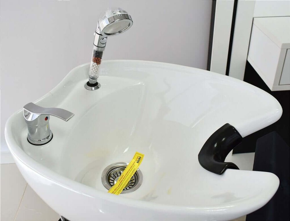 Lavatório de barbeiro Hawk Liso com Cuba de porcelana