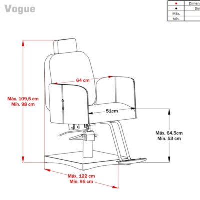 Cadeira Vogue Fixa com base quadrada para Salão de Beleza