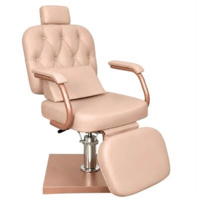 Cadeira Beauty Rosé com Descanso de Pernas para Salão de Beleza