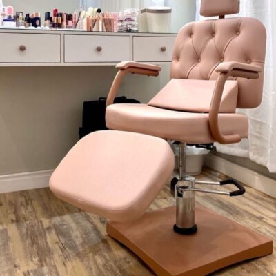 Cadeira Beauty Rosé com Descanso de Pernas para Salão de Beleza