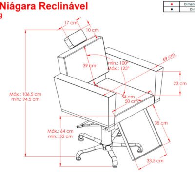 Cadeira de Cabeleireiro Niágara Reclinável com Matelassê