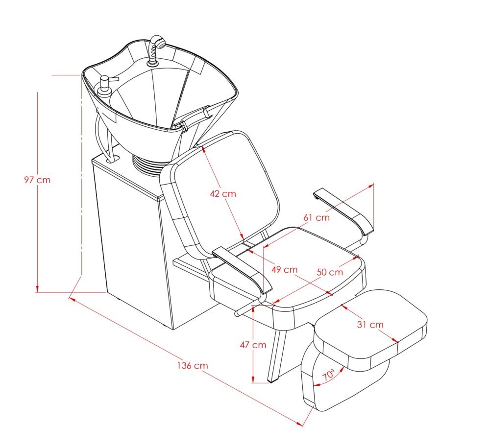 Lavatório Beauty com Descanso de Pernas para Salão de Beleza