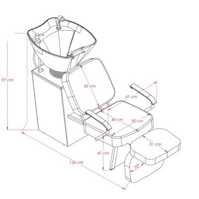 Lavatório Beauty com Descanso de Pernas para Salão de Beleza