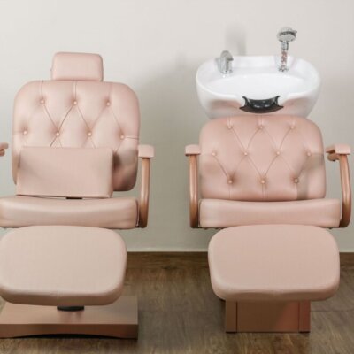 Combo Rose Beauty com Lavatório, Cadeira reclinável e mocho Combo Rose Beauty com Lavatório, Cadeira reclinável e mocho