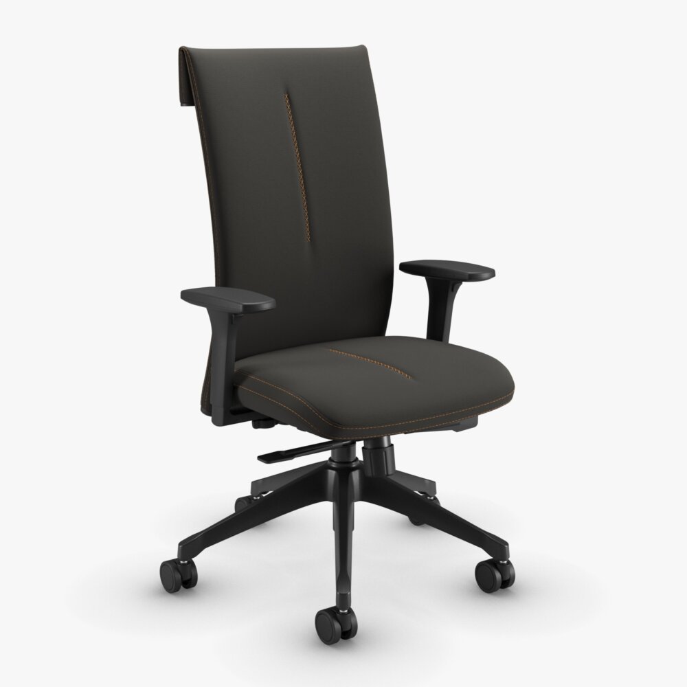 45101, Syncron, Reg. Profundidade, Apoio Lombar, Aranha UP, Rod. 65mm Nylon, Braço 4D-CA, Revestimento CEC Preto (082) com Costura Cobre (764) Cadeira Cavaletti Leef de Escritório Presidente 45001 - PRONTA ENTREGA