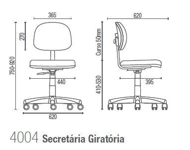 Cavaletti Start - Cadeira para escritório Secretária Giratória 4004 Sem braços Cavaletti Start - Cadeira para escritório Secretária Giratória 4004 Sem braços