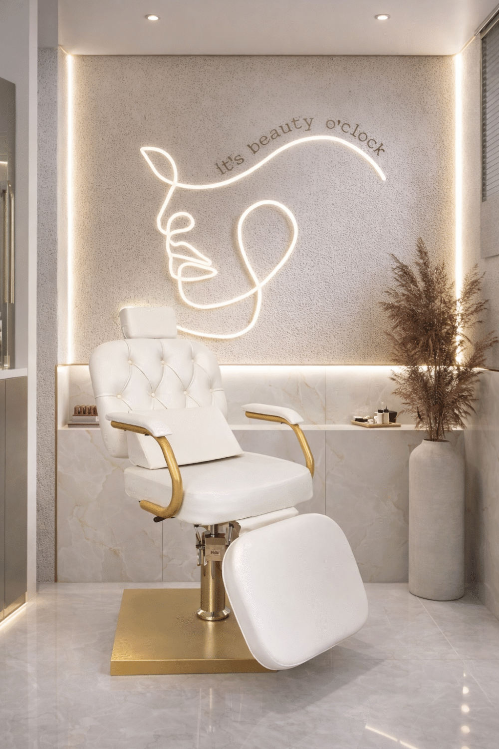 Cadeira Beauty Gold com Descanso de pernas para Salão de Beleza Cadeira Beauty Gold com Descanso de pernas para Salão de Beleza