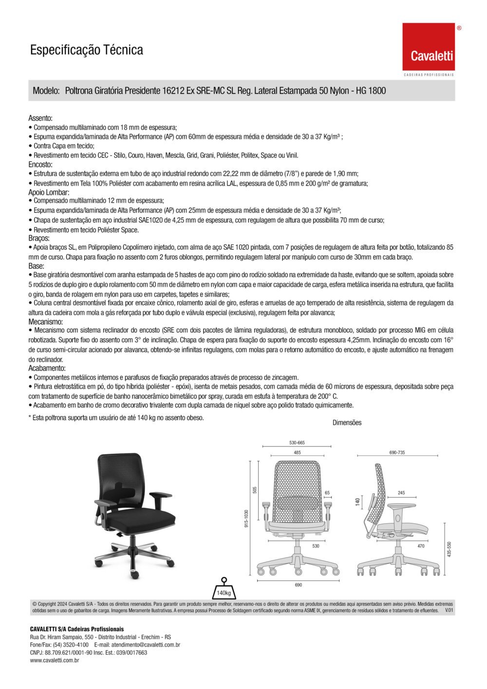 Cavaletti Newnet EXTRA - Cadeira para escritório Diretor Giratória 16212 para Obesos