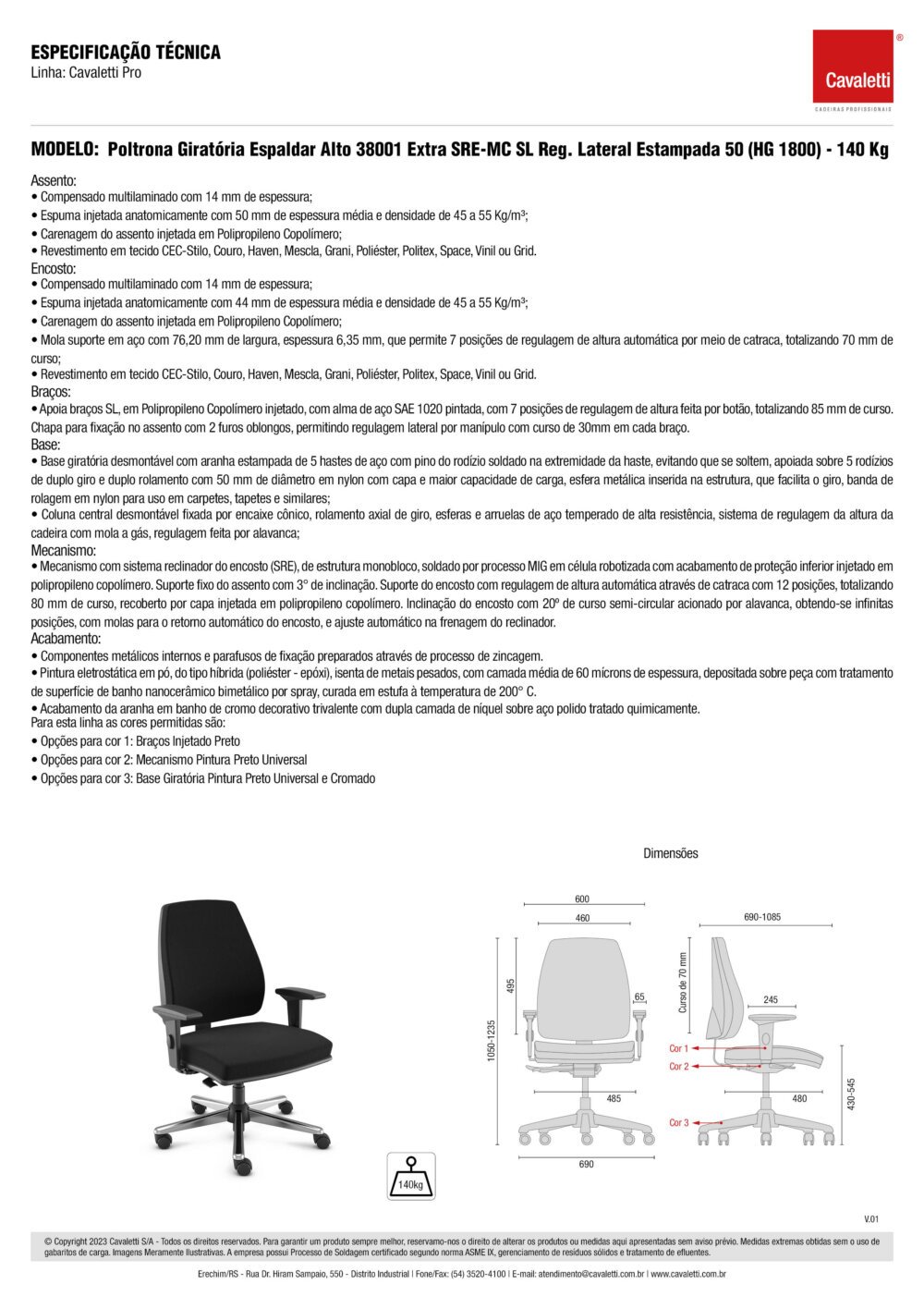 Cavaletti Pro EXTRA - Cadeira para escritório Giratória 38001 para Obesos