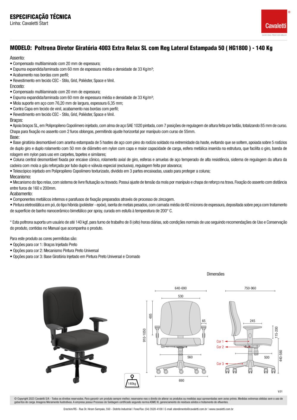Cavaletti Start EXTRA - Cadeira para escritório Diretor Giratória 4003 para Obesos