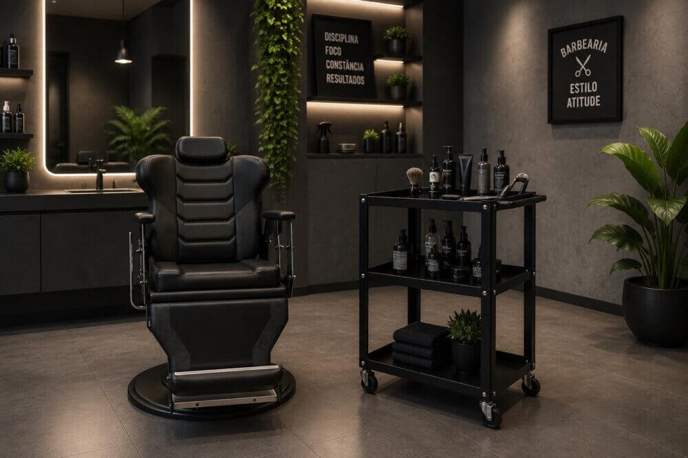 Carrinho Auxiliar Loft Estilo Industrial para Barbearia e Salão